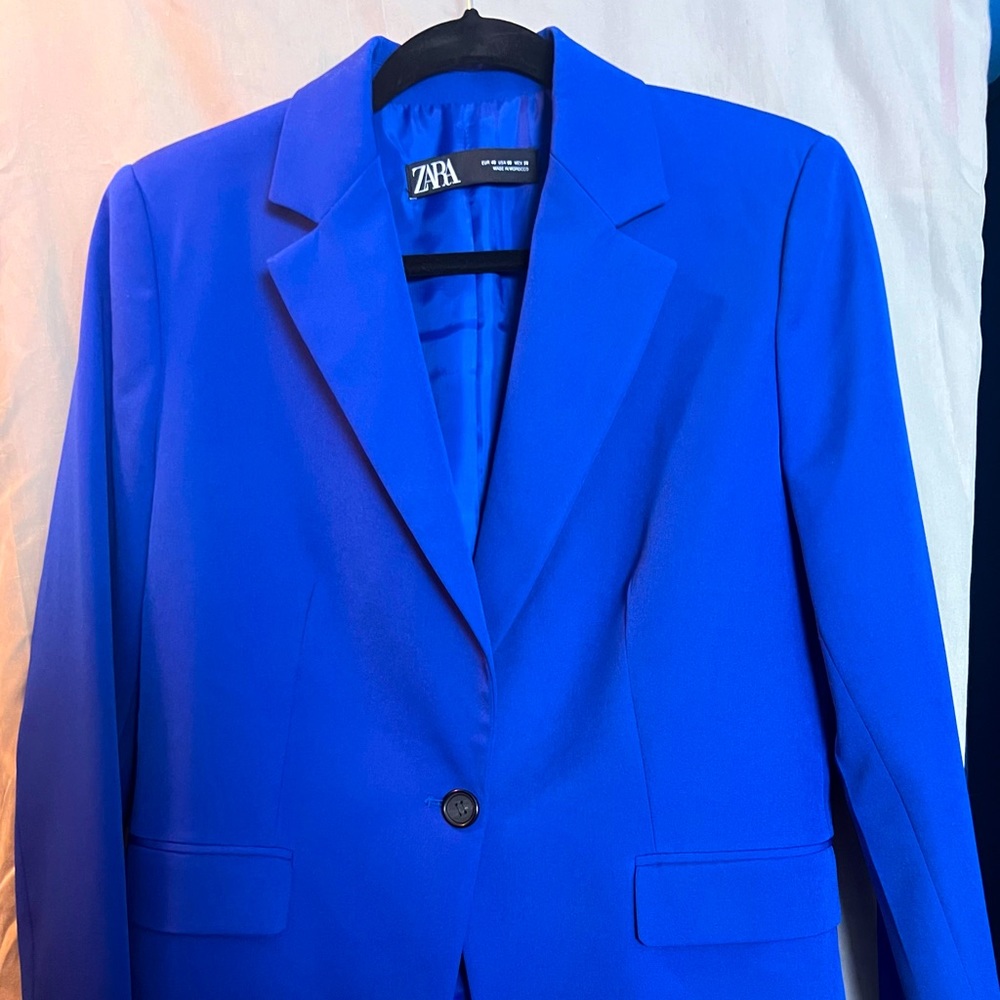 Zara, electric blue blazer.